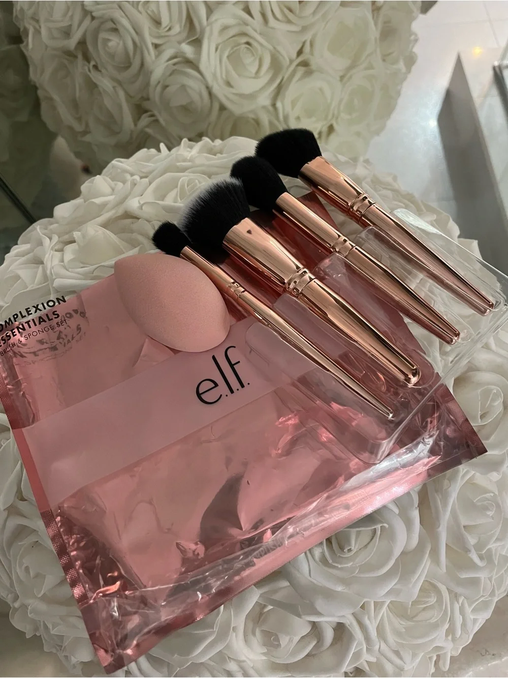 New Elf cosmetics complexion essentials brush and sponge 5 piece set